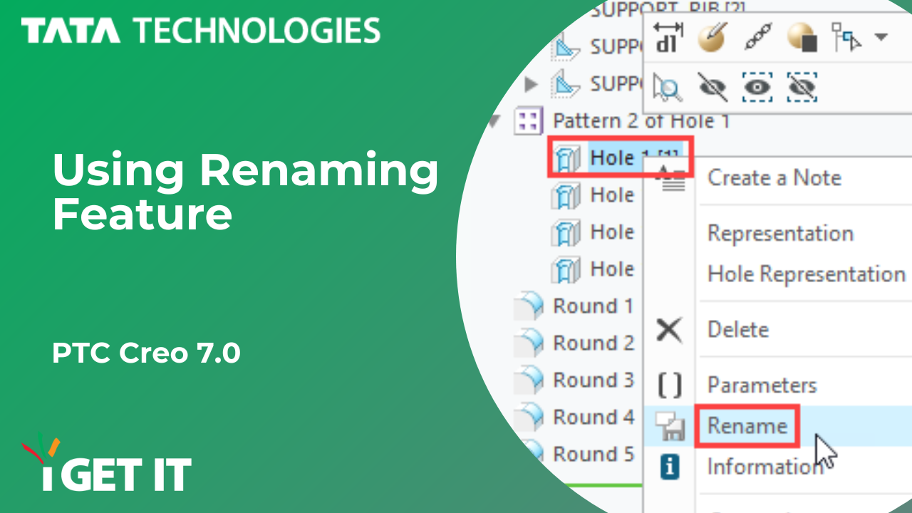 How to use ‘Rename’ Feature | PTC Creo 7.0